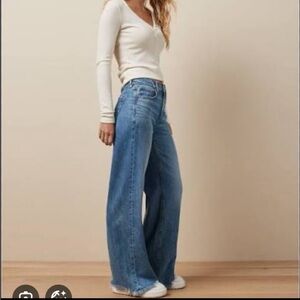American Eagle Outfitters Light Blue Wide-Leg Jeans
